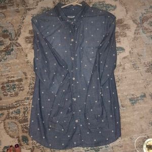 GAP Denim Gray Polka Dot Button Shirt